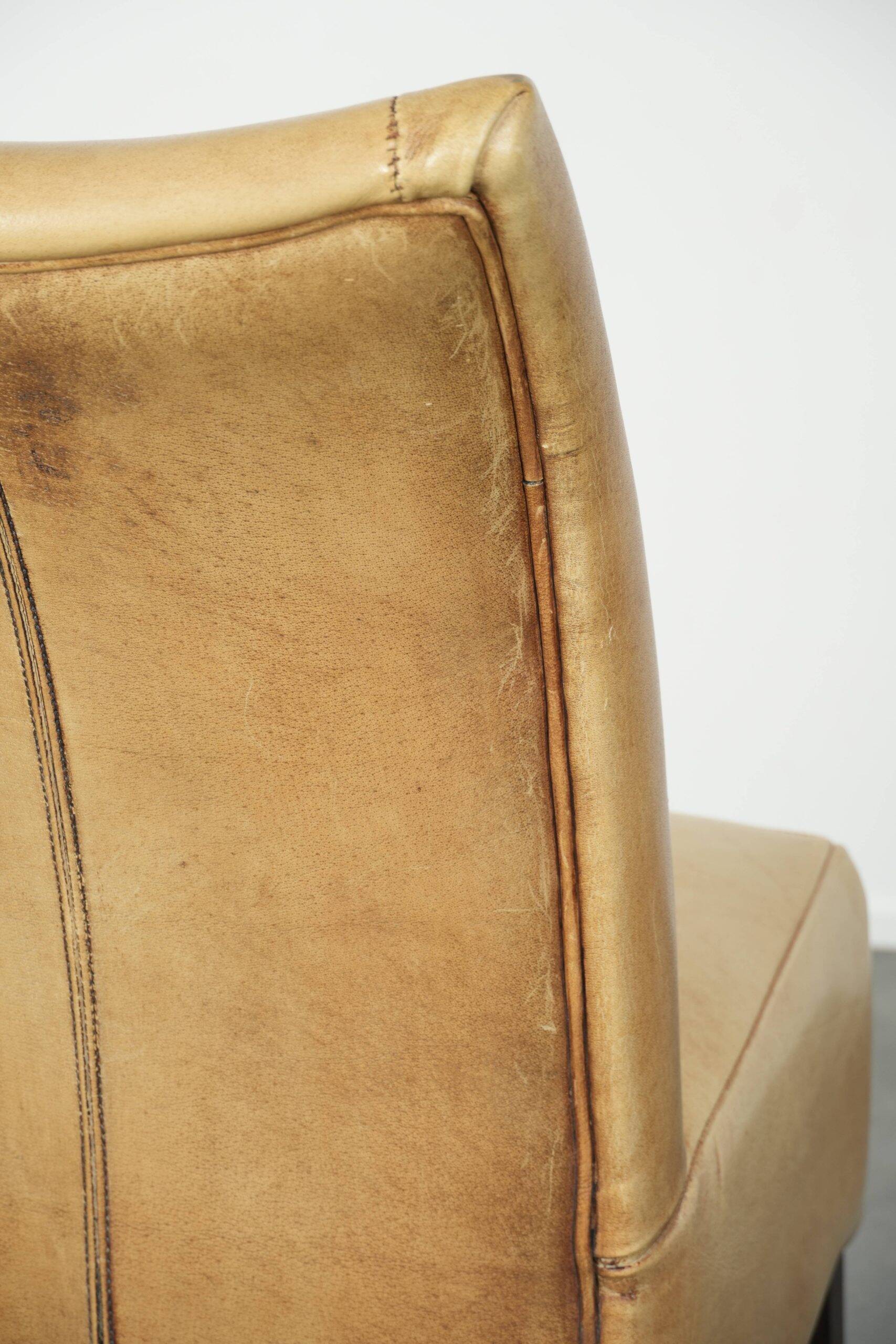 Cow leather dining/side/desk chair with comfortable seat and a high back