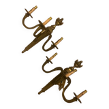 Pair of gilt and chiselled bronze wall lights with 3 lights - Louis XVI style