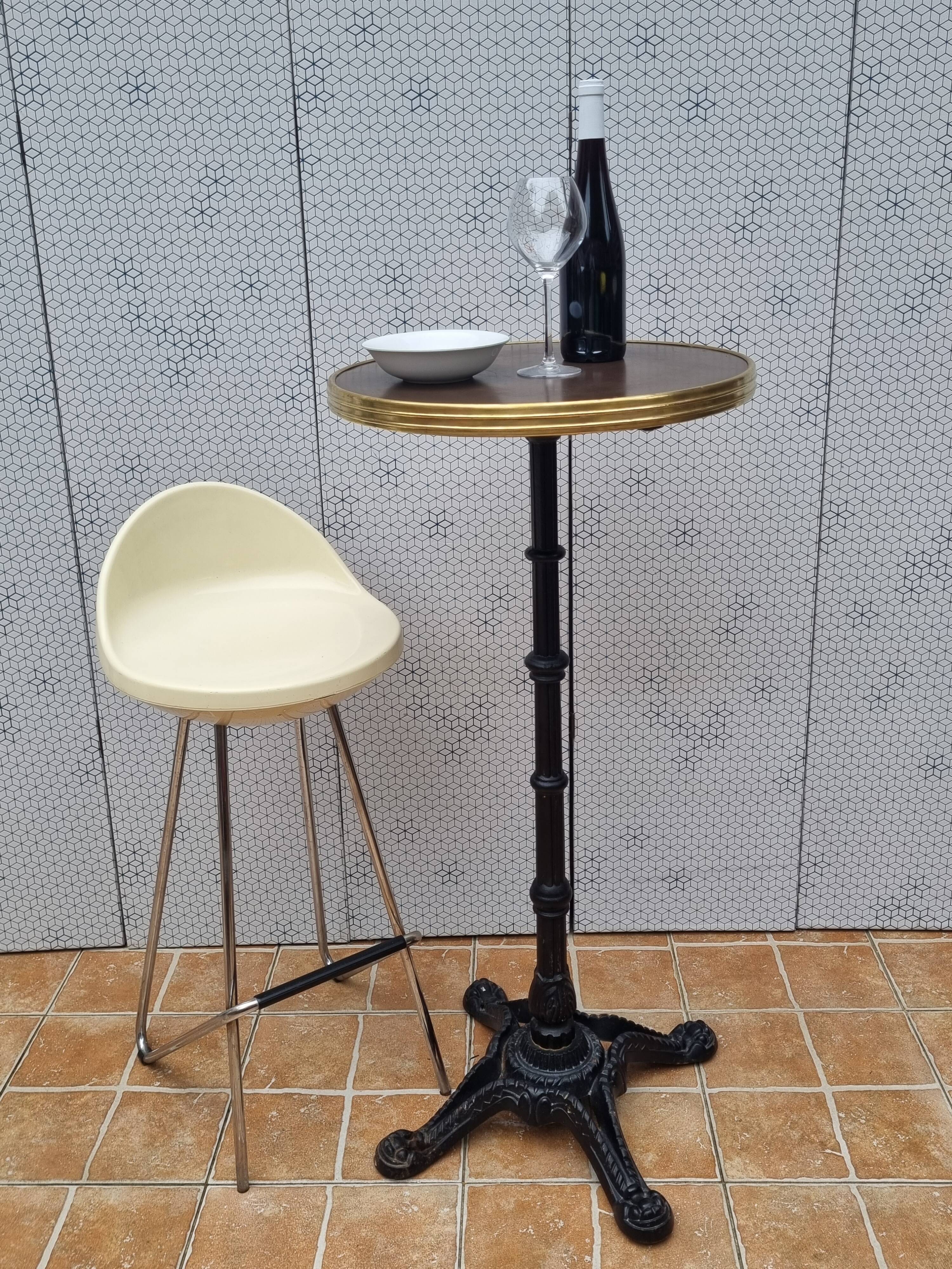 Vintage cast iron and brass "standing" bistro table, 109 cm