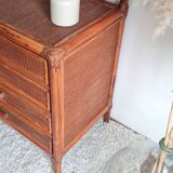 Rattan chest of drawers from the 1970s.