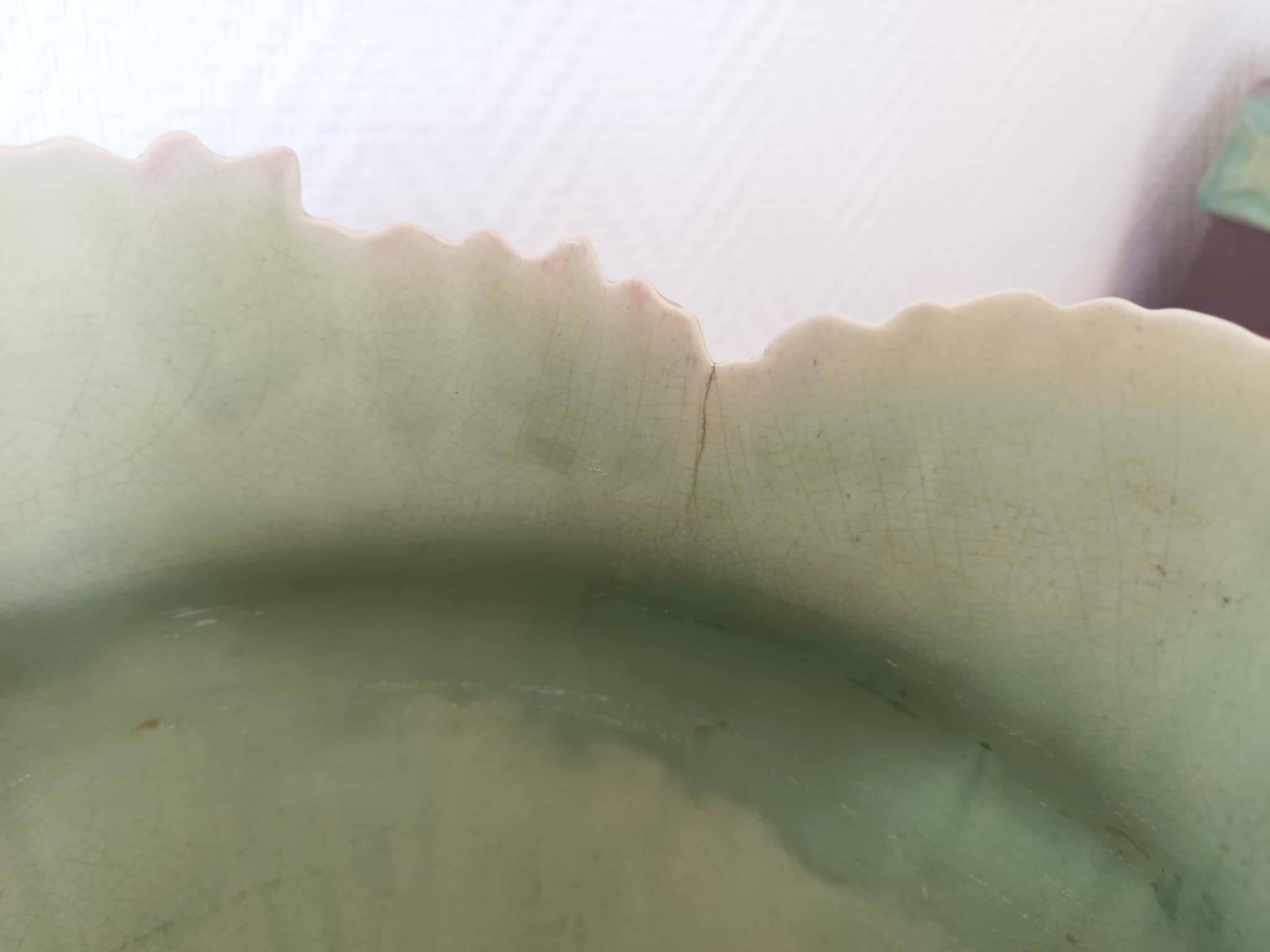 Art Nouveau flowerpot with slip peonies