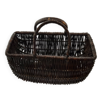 Panier rectangulaire en osier et rotin