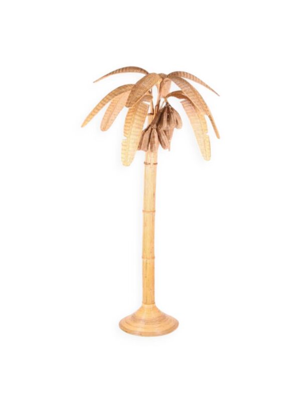 Lampadaire « bananier » en rotin