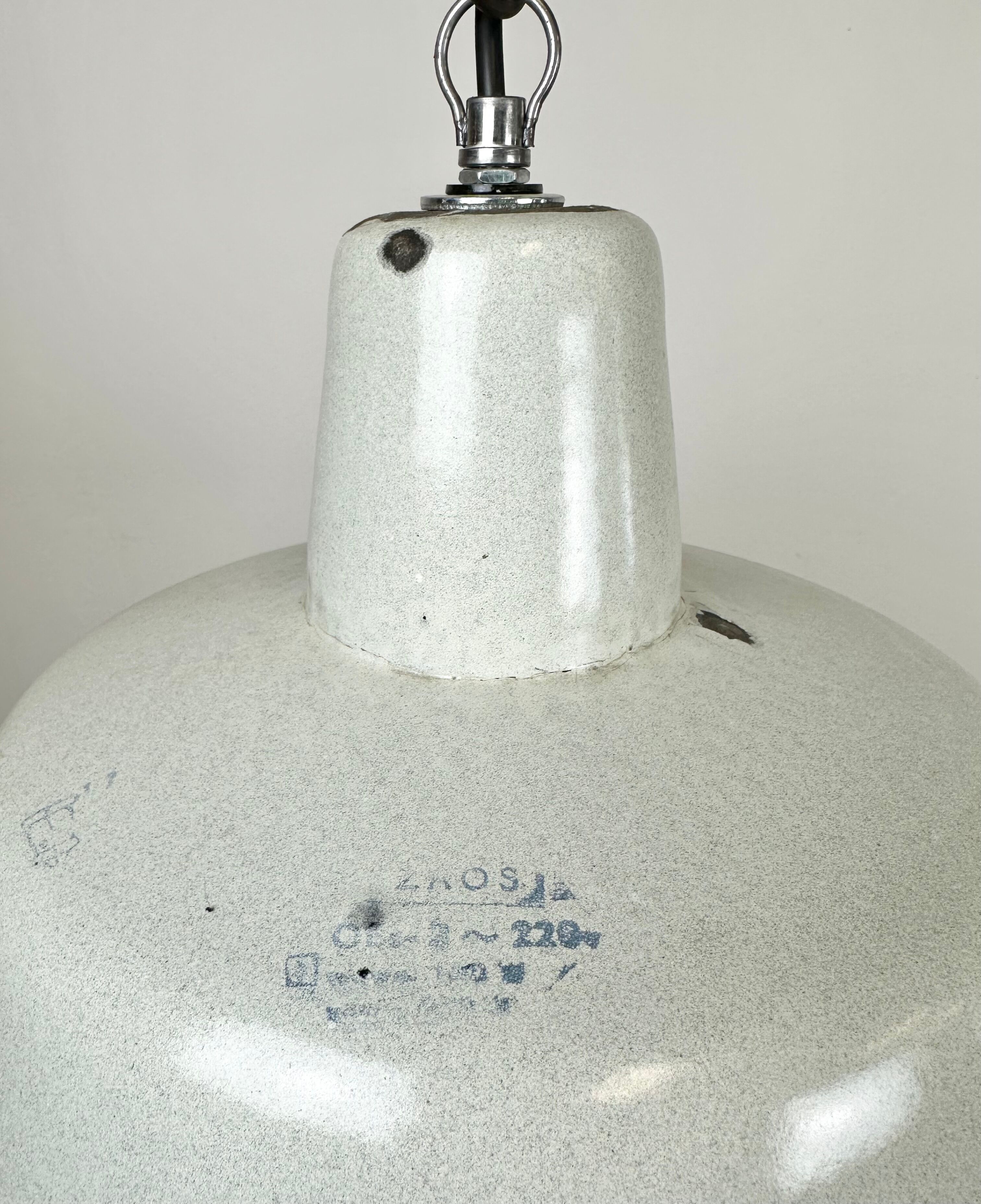 Industrial White Enamel Factory Pendant Lamp from Zaos, 1960s