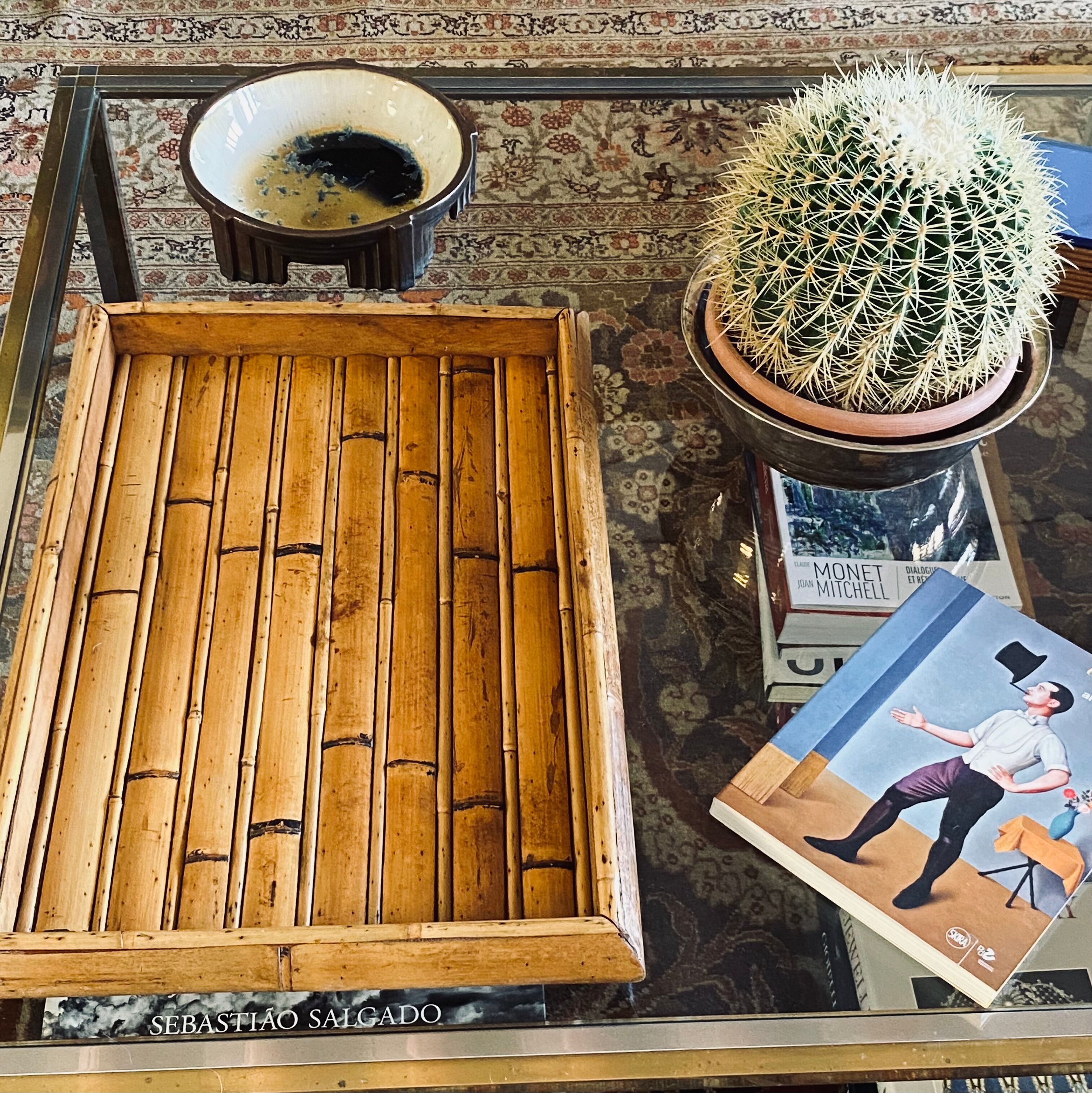 Plateau en bambou, Italie années 1970