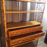 Wood and rattan shelf in 1950