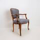 Fauteuil style Louis XV en tissu feutré gris
