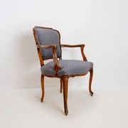 Louis XV style armchair - mouse gray felt fabric