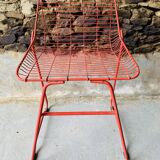 4 red design chairs