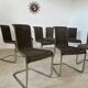 Lot de 8 chaises tubulaire design Tecta style bauhaus métal et cannage gris vintage année 80