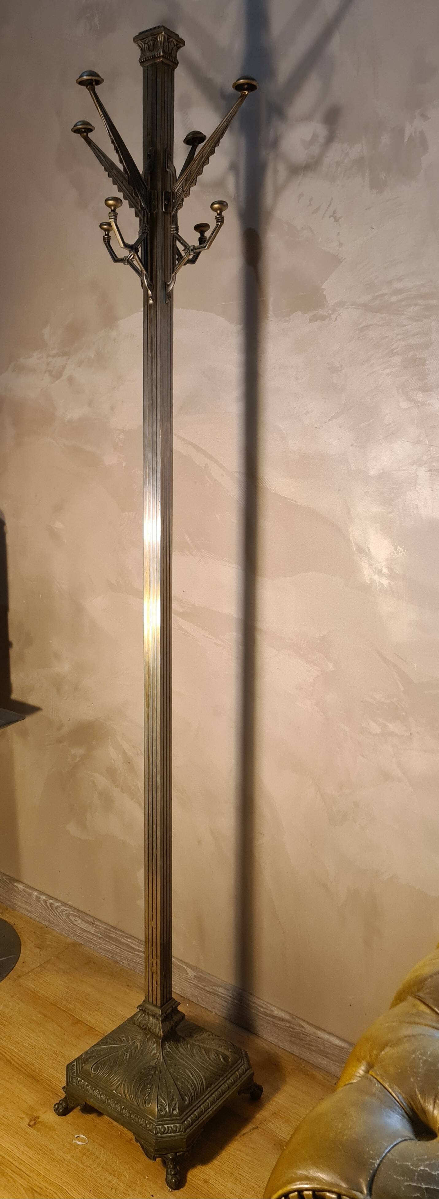 floor coat rack in bronze and brass Art Deco 195x30 10kg very beautiful and