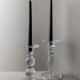Two Clear Glass Candle Holders, 1990s Italy - Simple Timeless Ball Design, Retro Table Decor Gift