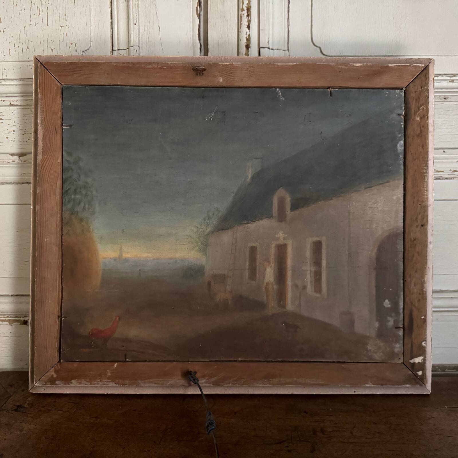 Oil on panel farmer working in the field 20th century by M. Potiron