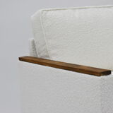 Fauteuil cube original des années 70, entièrement restauré, bouclé blanc