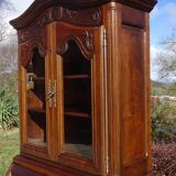 3-in-1 furniture: chest of drawers, secretary, and display cabinet, in walnut.