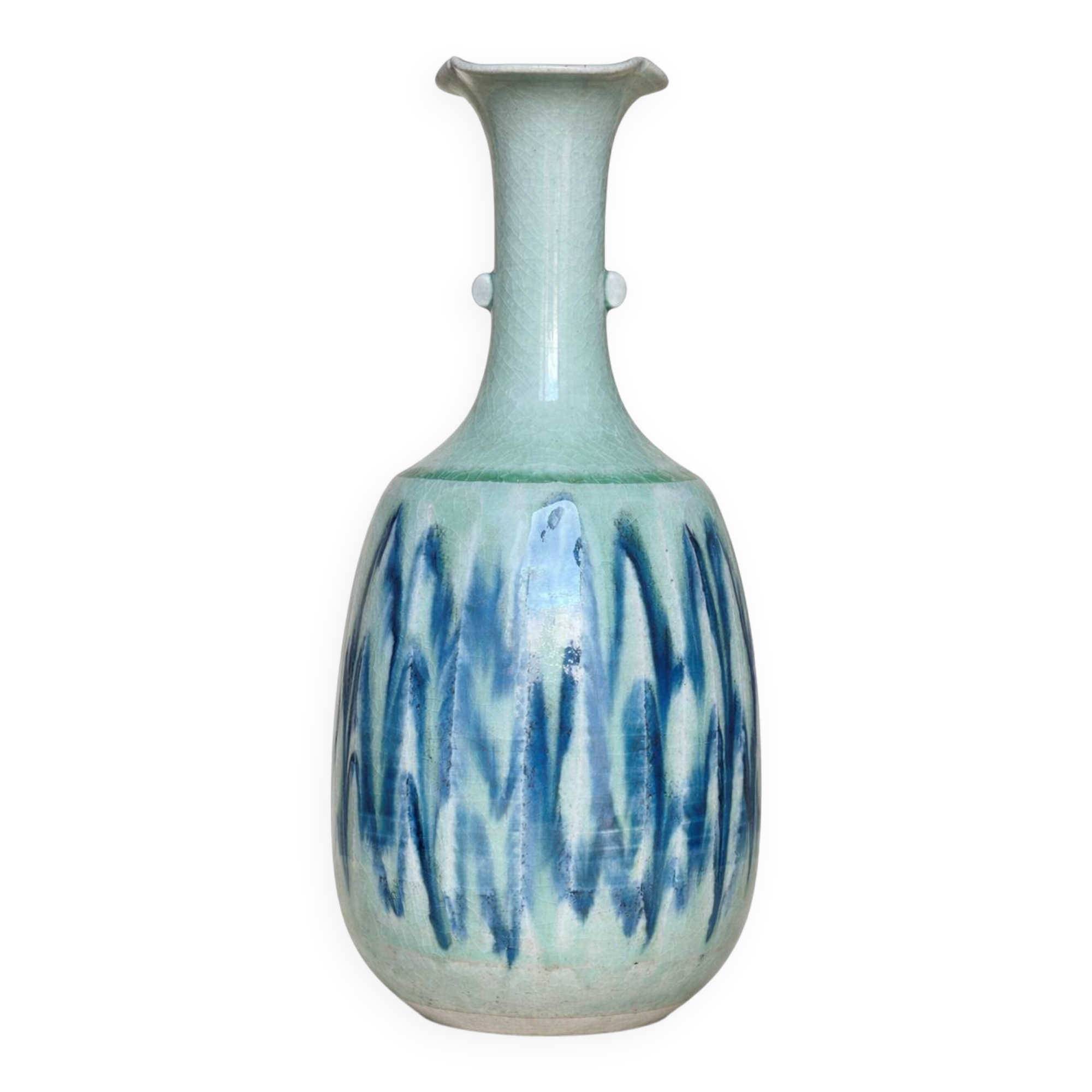 Japanese soliflore vase in ceramic Ofuke from Seto, signed Katō Tsuneji.