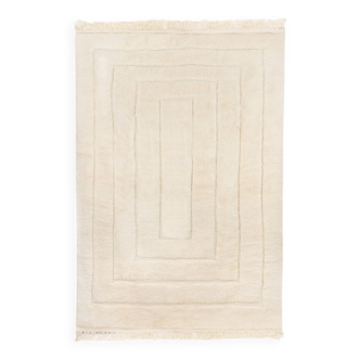 Berber carpet beni urain ecru with rectangular lines 298 x 200 cm