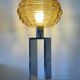 Vintage lamp in amber glass and aluminum