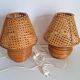 Paire lampes de chevet  cannage