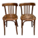 2 solid wood curved walnut bistro chairs in burgundy