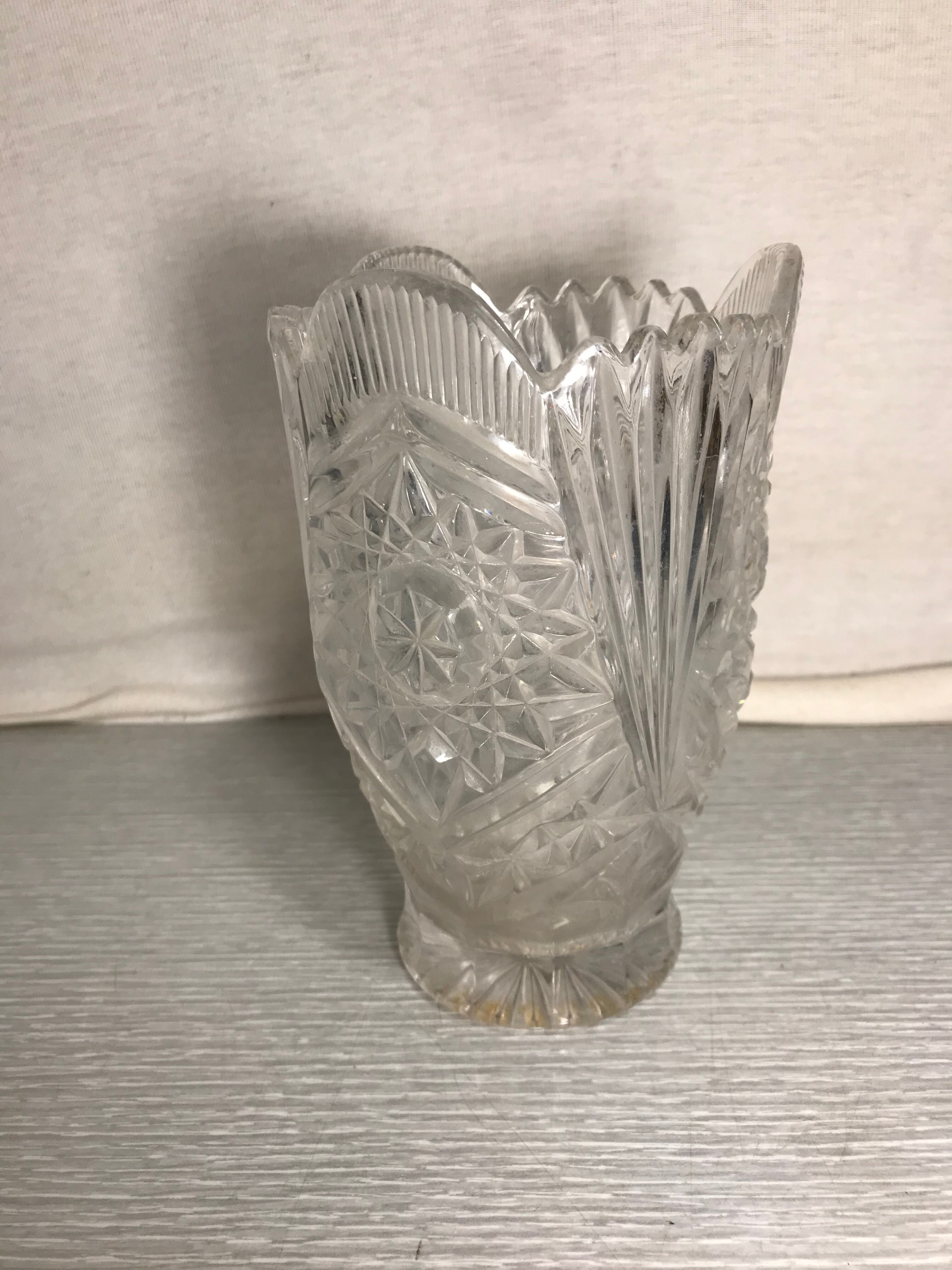 Ancient Crystal Vase Cut Made In France Vintage
