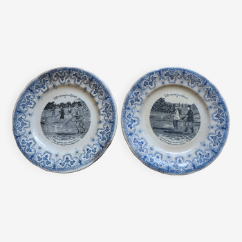 Collectible hunting plates from the Saint-Amand and Hamage Nord earthenware factory