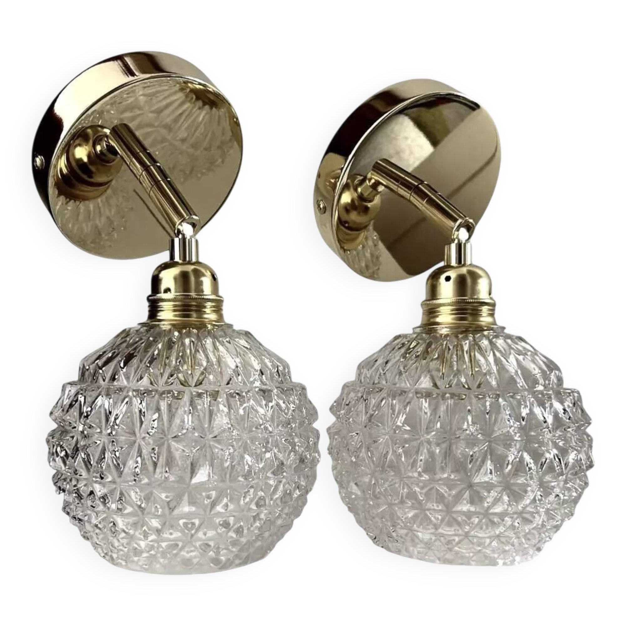 Pair of vintage glass wall sconces