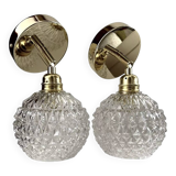 Pair of vintage glass wall sconces