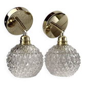 Pair of vintage glass wall sconces