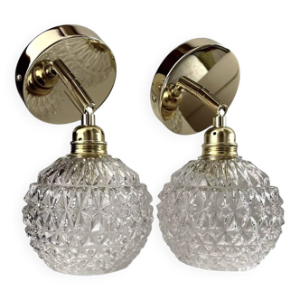 Paire d’appliques murales en verre vintage