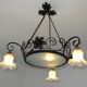 iron and opalin glass hanging lamp