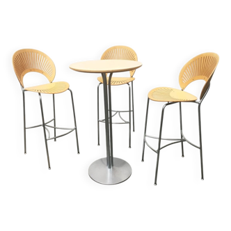 Tabourets et table Trinidad danois par Nanna Ditzel pour Fredericia, années 1990, ensemble de 4