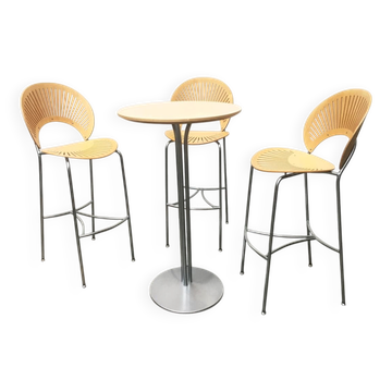 Tabourets et table Trinidad danois par Nanna Ditzel pour Fredericia, années 1990, ensemble de 4