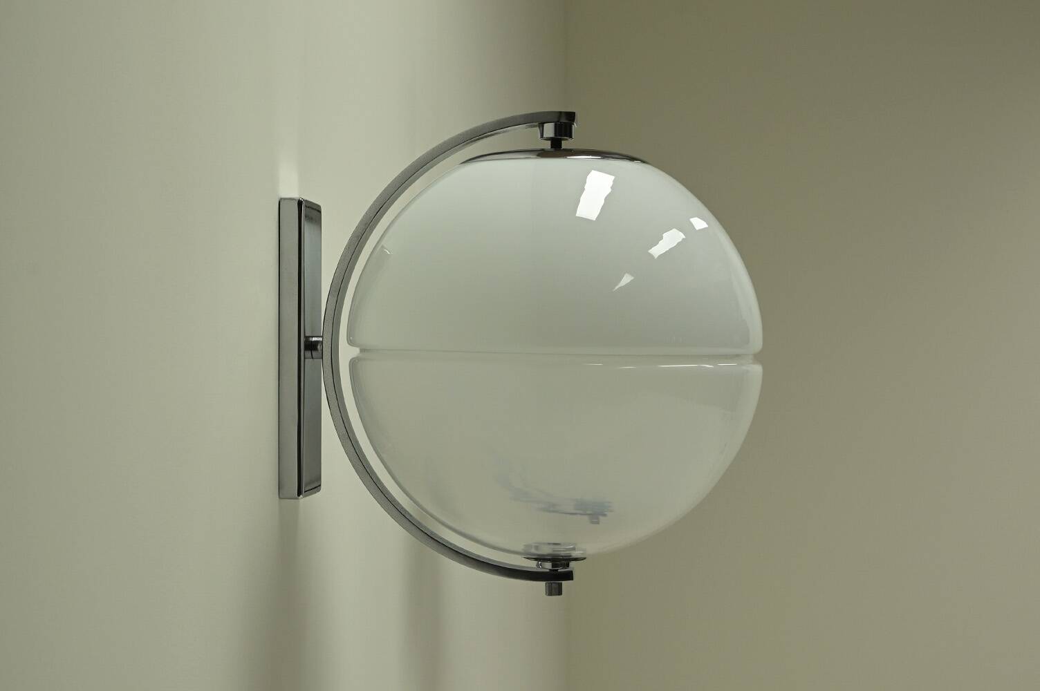 Set of 2 rare large globe wall lamps, 1960s Italy.
