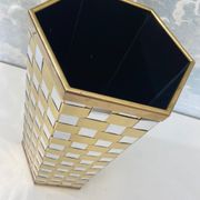 Hexagonal two-tone umbrella stand in the Italian style of Willy Rizzo from the 1970s.