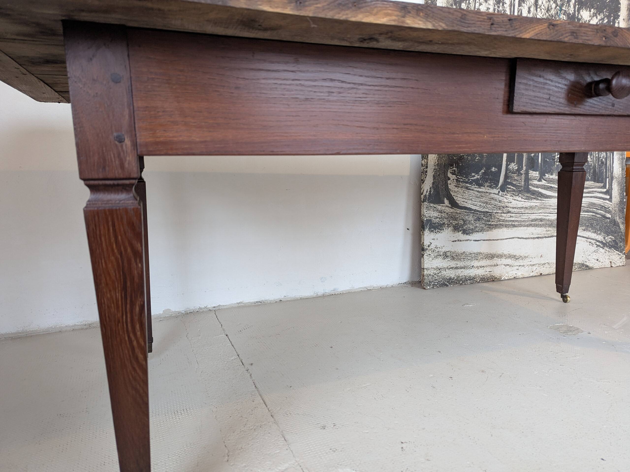 Campaign table in solid oak, Directoire style.