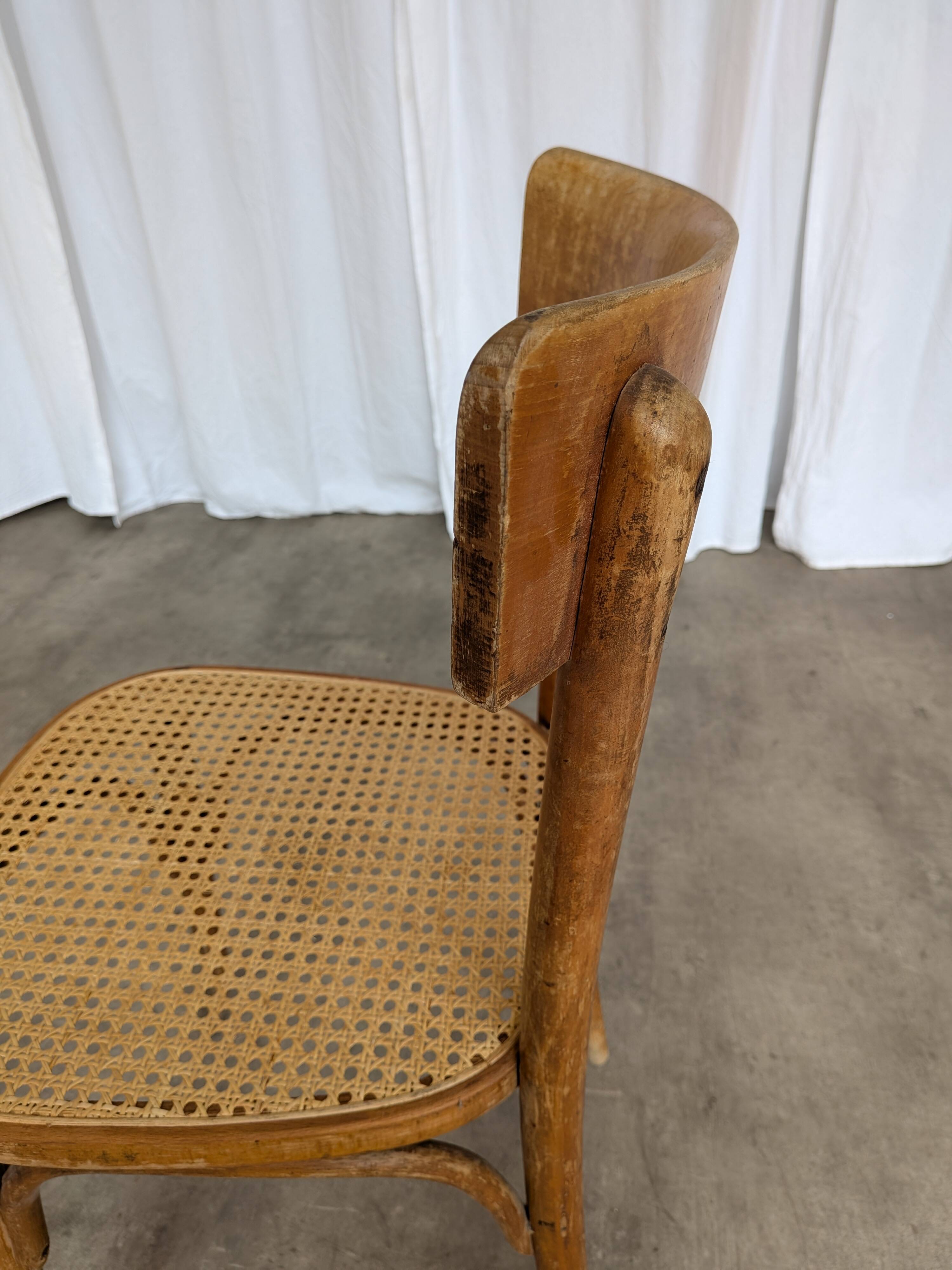 Vintage Cane Seat Dining Chair: 1970s Yugoslavia, Boho Interior