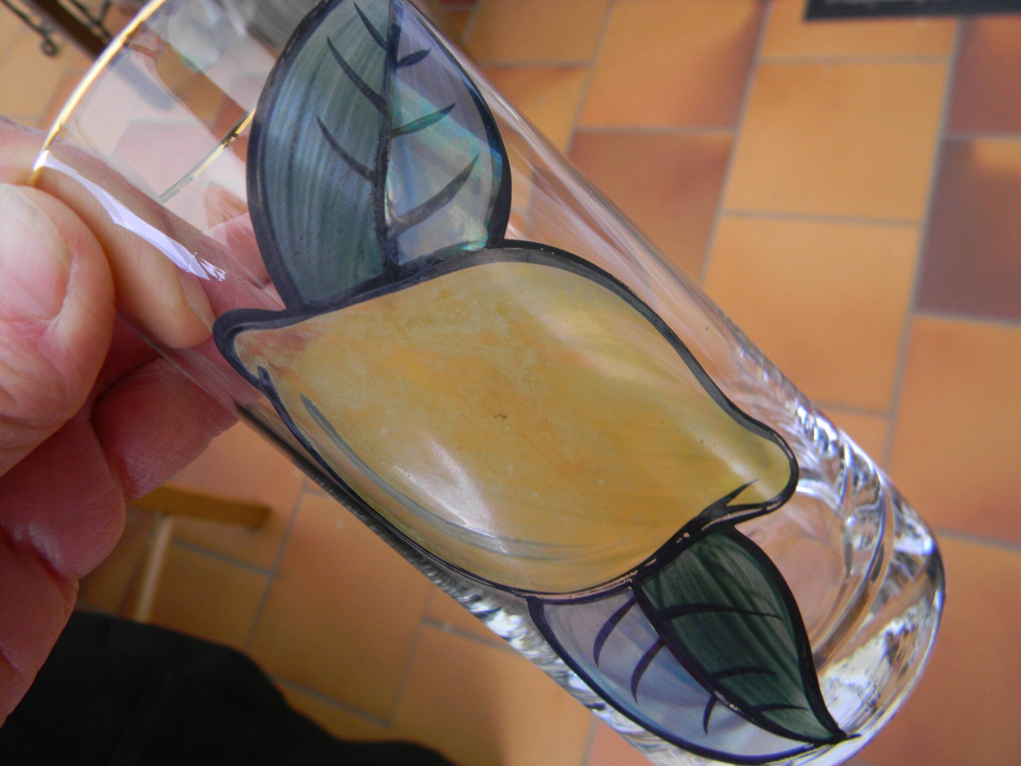 6 glass orangeade glasses, 1970s