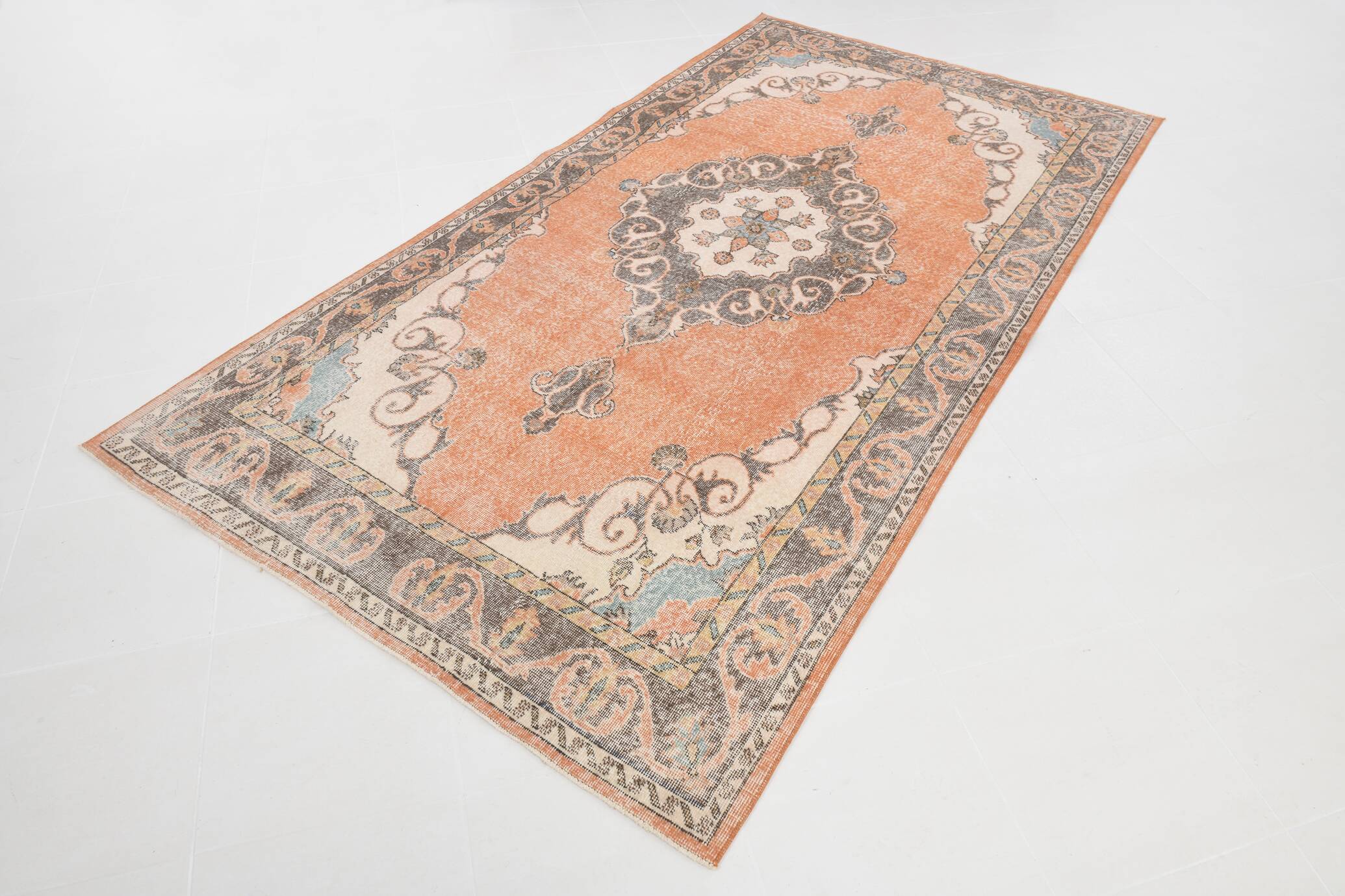 Pale Red & Brown Large Antique Turkish Rug, 157x299Cm