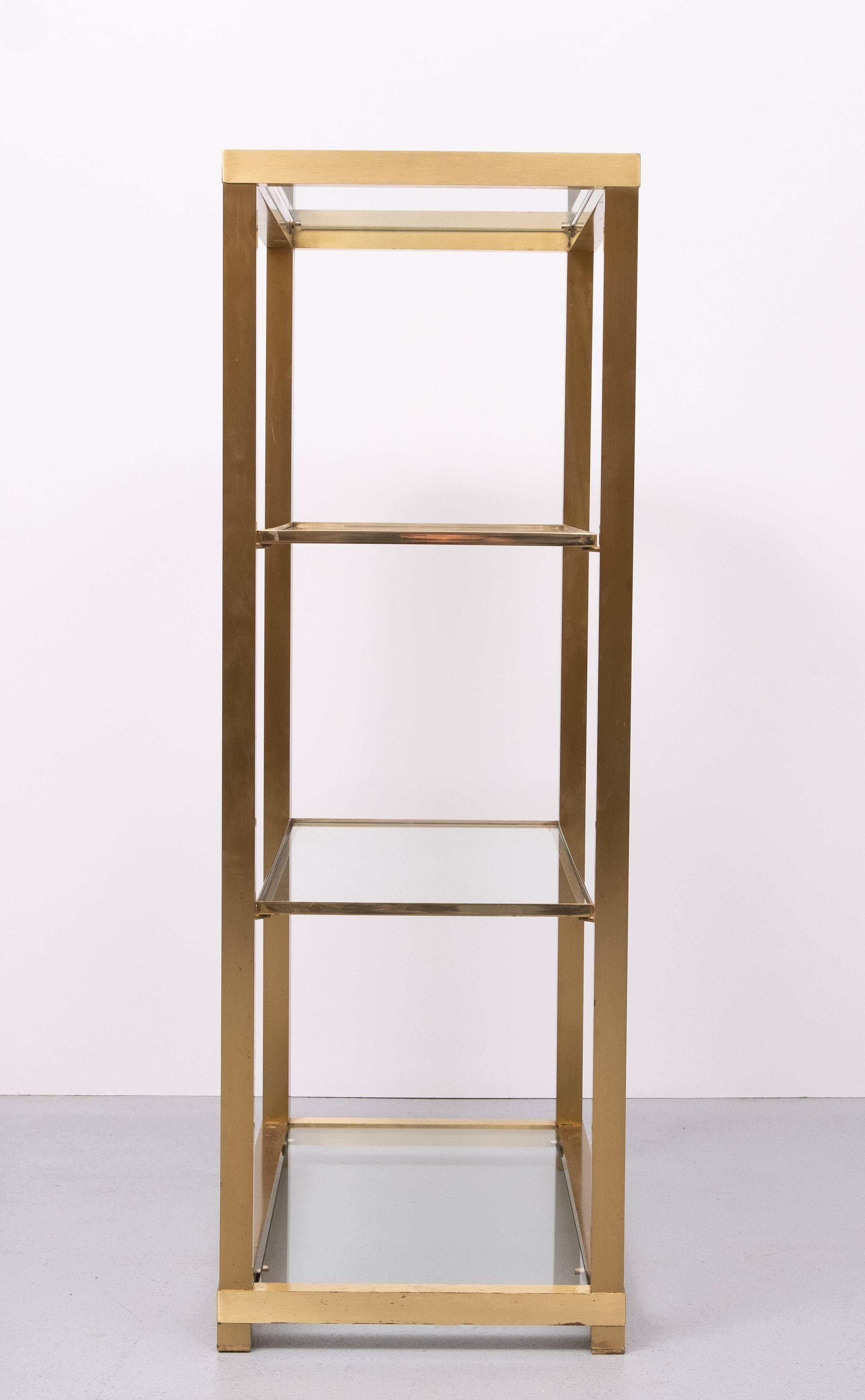 Brass and Glass Etagere or bookcase . Italy 1970s