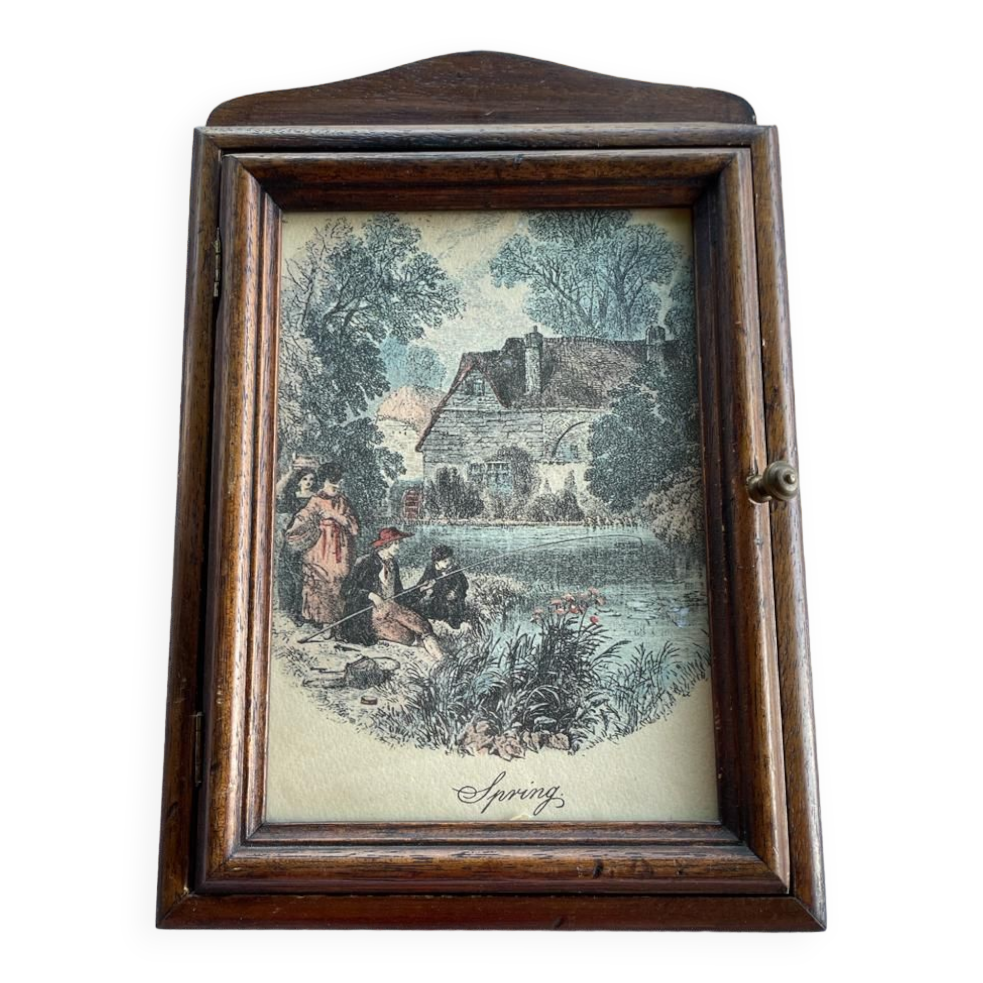 Small walnut key cabinet