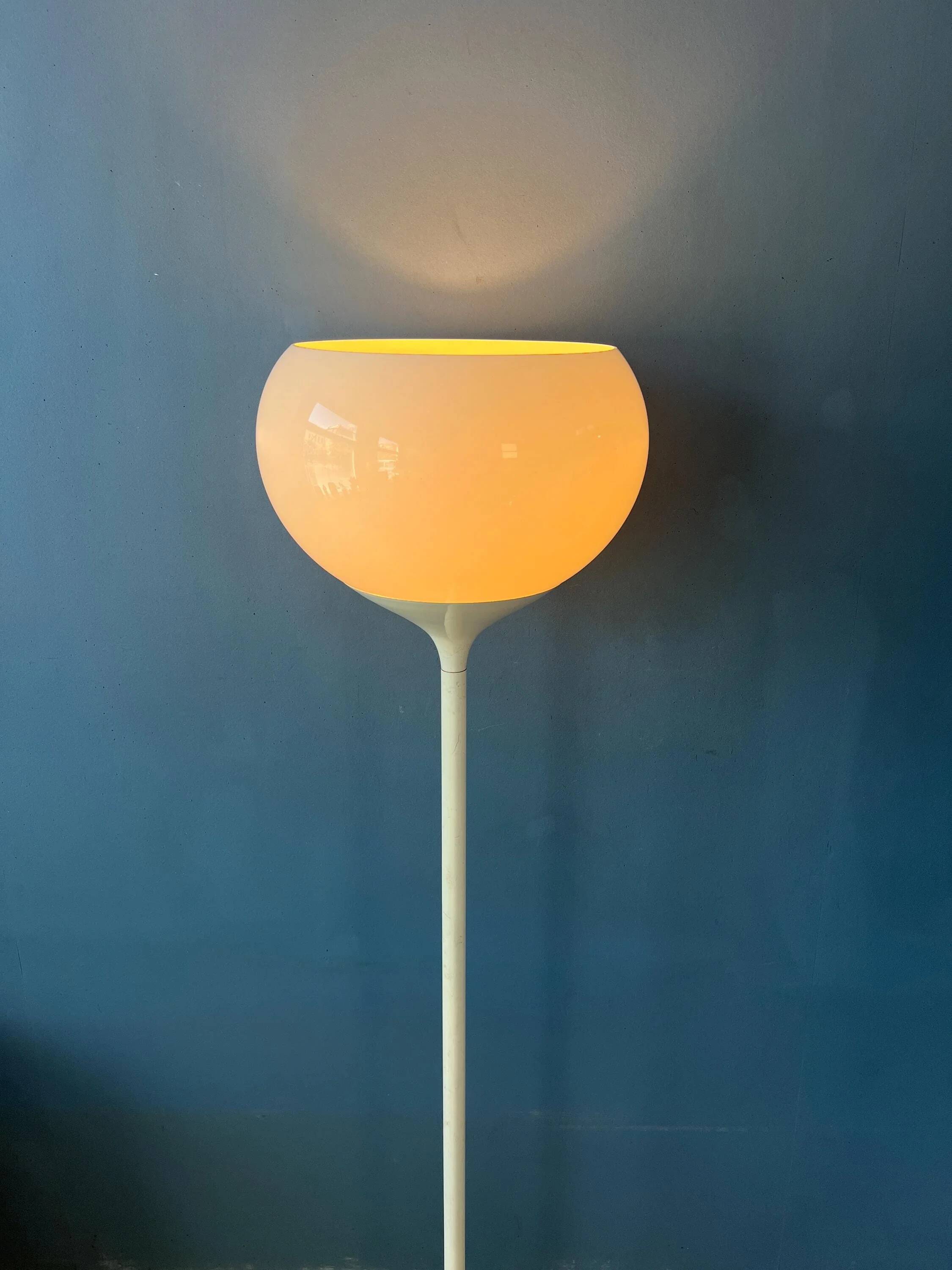 Vintage white floor lamp in Guzzini Space Age Mid-Century style