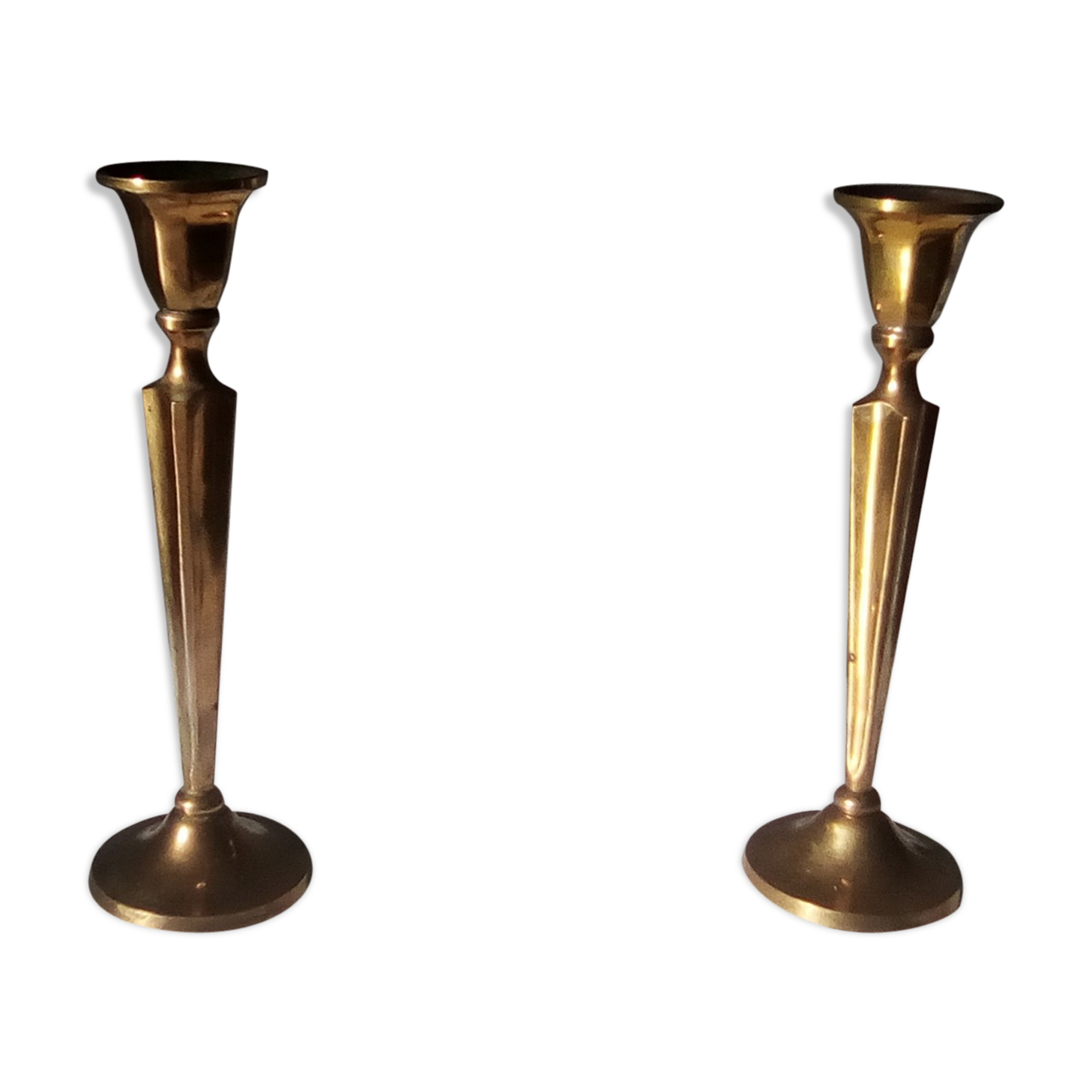 Pair of Scandinavian candlesticks solid brass vintage 60/70s