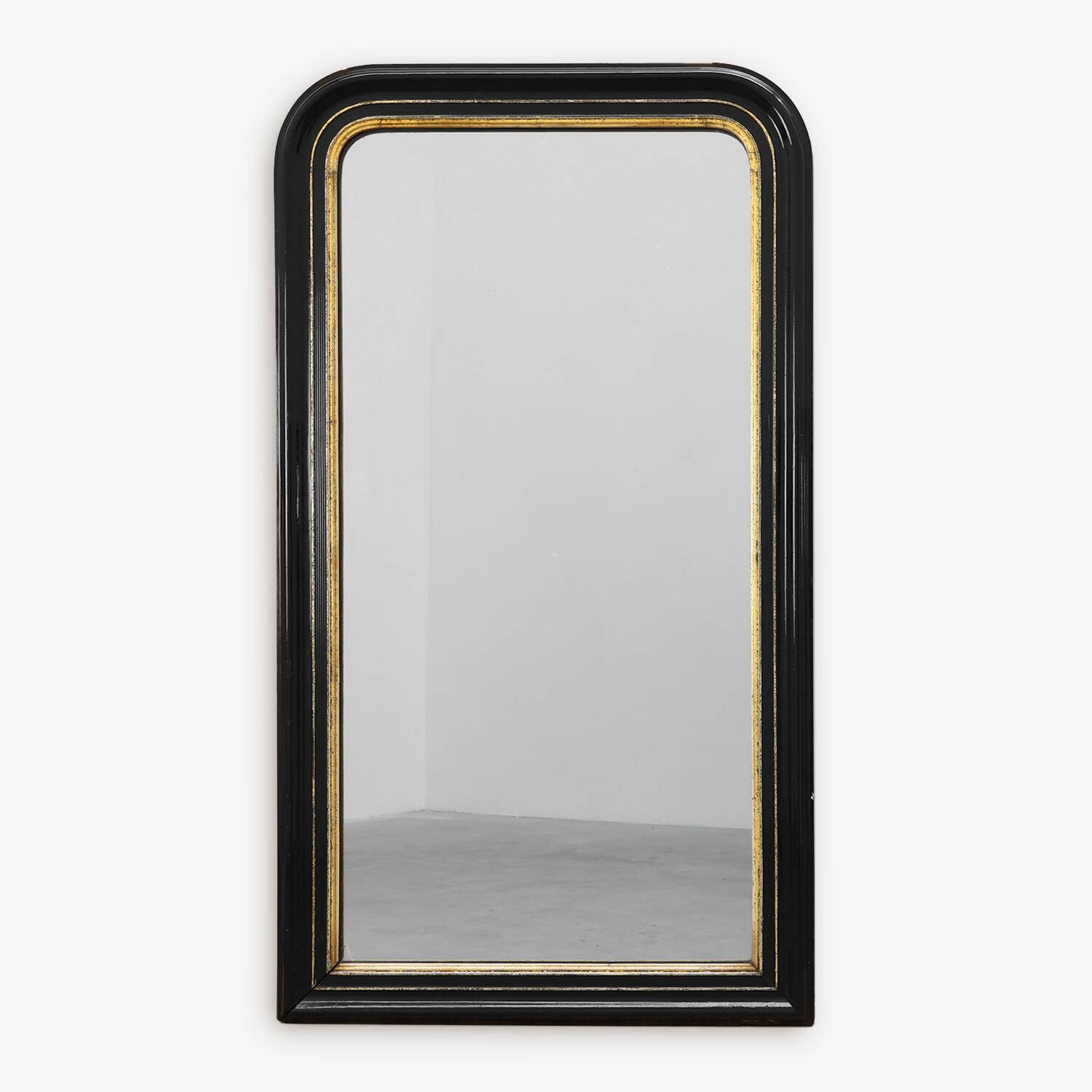 Black laquered and gilted wooden Louis Philippe mirror, France ca. 1850