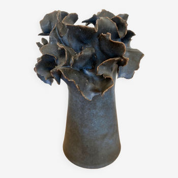 Vase céramique contemporaine bleu