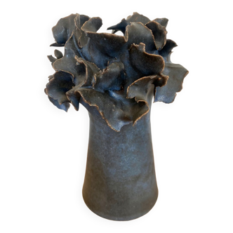 Vase céramique contemporaine bleu