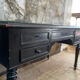 Bureau XIXeme laqué noir et sous main verre biseauté