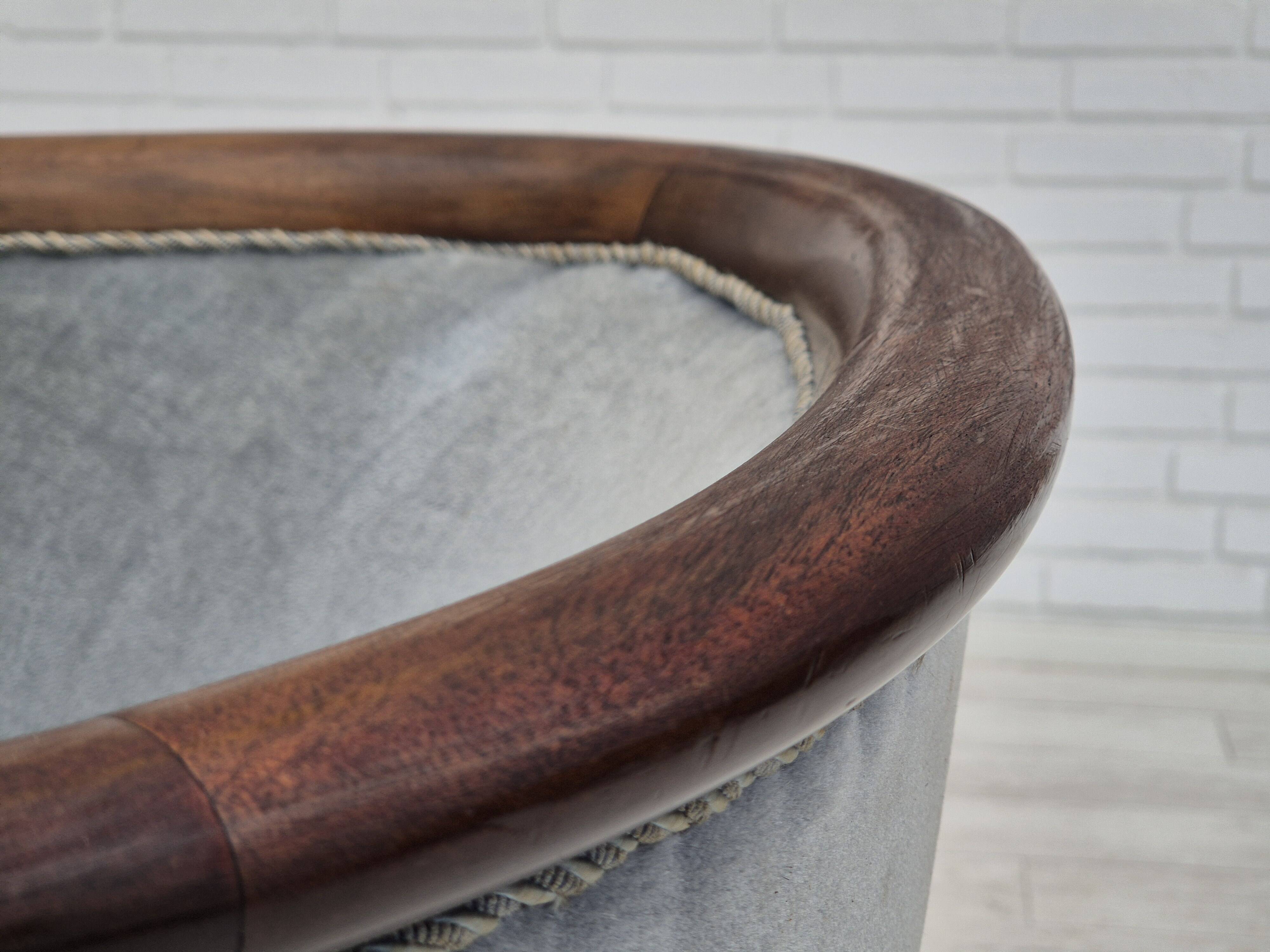 Années 1950, chaise longue danoise, état d'origine, meuble en laine bleu clair.