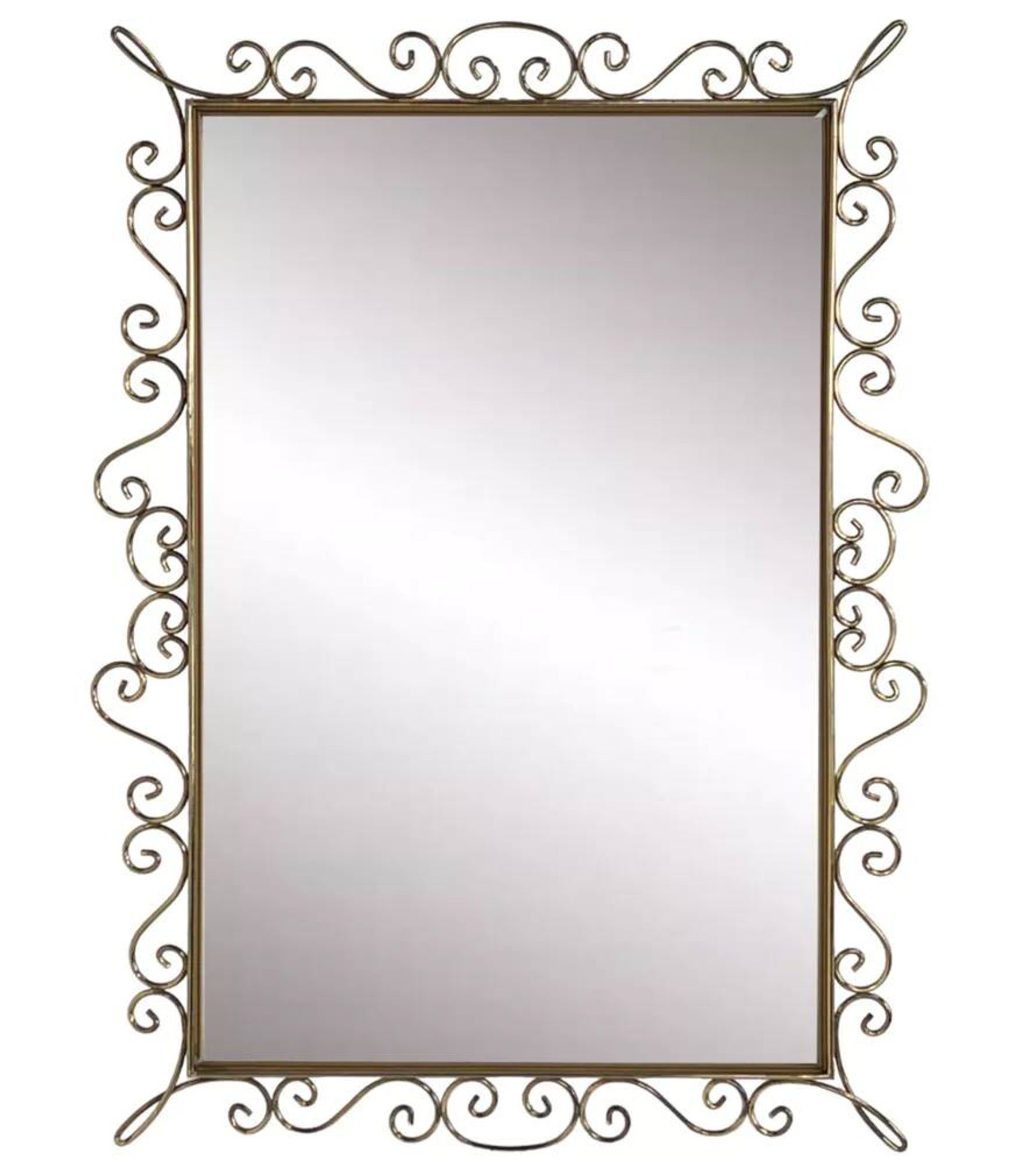 Miroir rectangulaire années 50 -60 sur cadre laiton