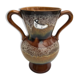 Ancient vase sarreguemines model hawaii painted ceramics - vintage label